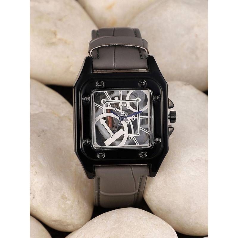 French Accent Men Printed Dial & Leather Bracelet Style Straps Analogue Watch SS25_FAWC1049