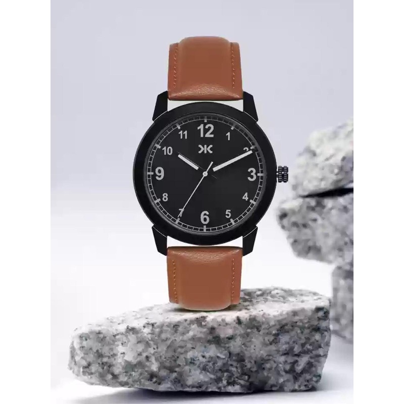 Killer Men Brass Dial & Leather Straps Analogue Watch KLMO28B