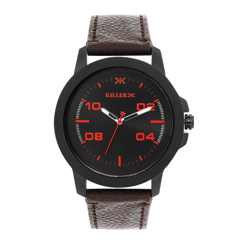 Killer Men Brass Printed Dial & Leather Straps Analogue Watch KL25-3A