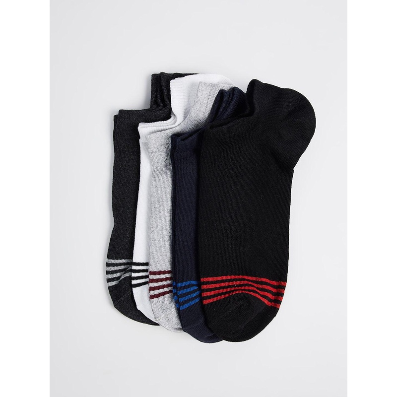 Max Pack Of 5 Men Striped No Show Socks