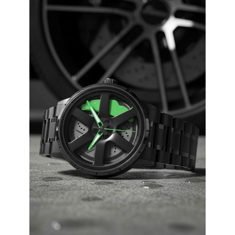 ON TIME OCTUS Men Car Wheel Dial & Stainless Steel Straps Analogue Watch MN-250 GREEN