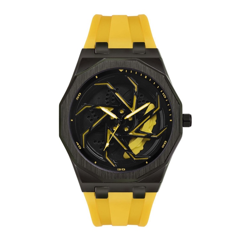 PAPIO Men Printed Round Dial & Straps Analogue Watch MN-259 YELLOW