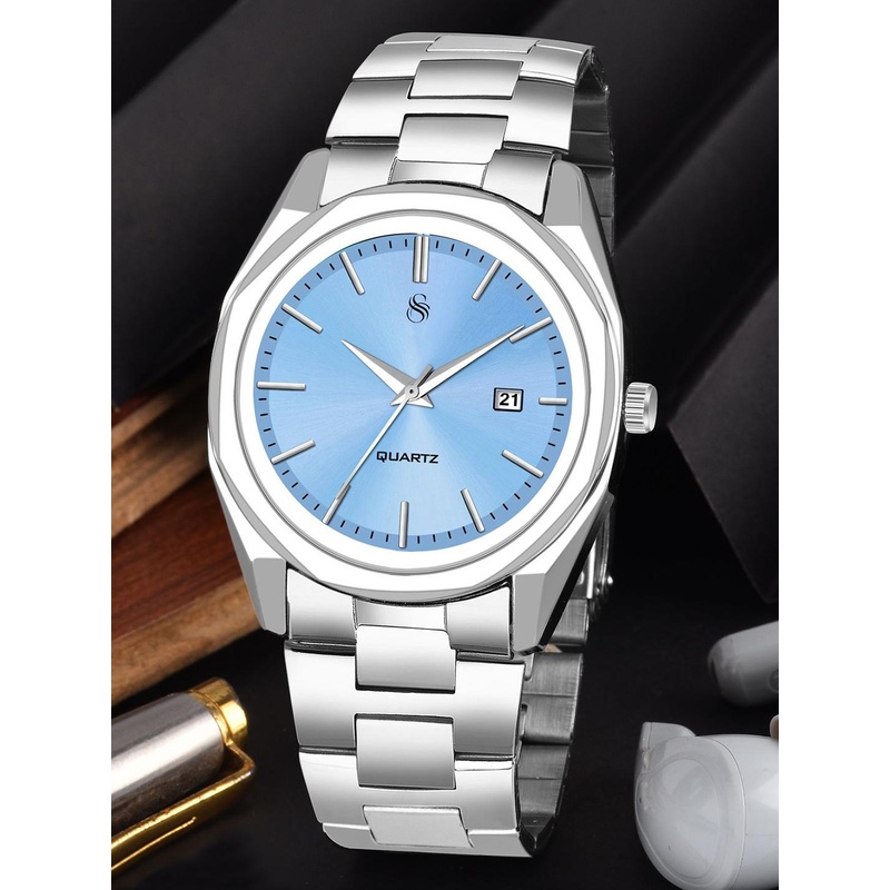 Shocknshop Men Dial & Stainless Steel Straps Analogue Multi Function Watch WCH153SkyBlue