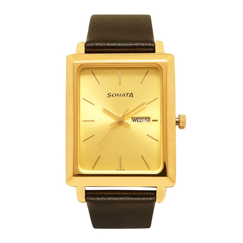 Sonata Men Gold-Toned Analogue Watch NK7078YL04