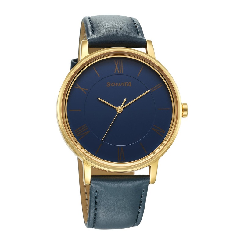 Sonata Men Leather Straps Analogue Watch 7131YL02