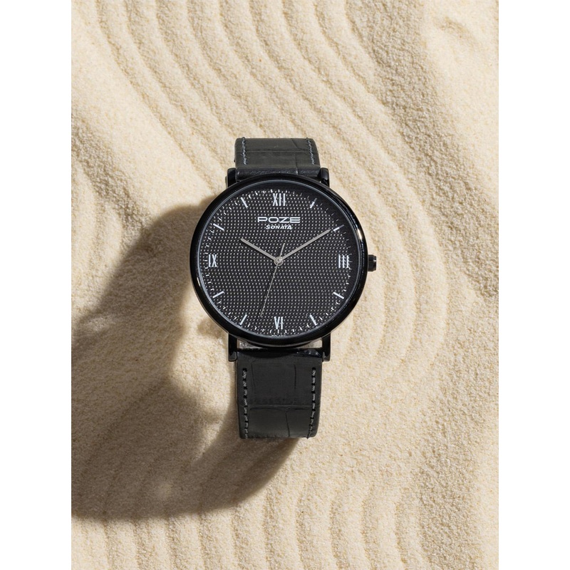 Sonata Men Poze Brass Dial & Leather Textured Straps Analogue Quartz Watch SP70061NL02