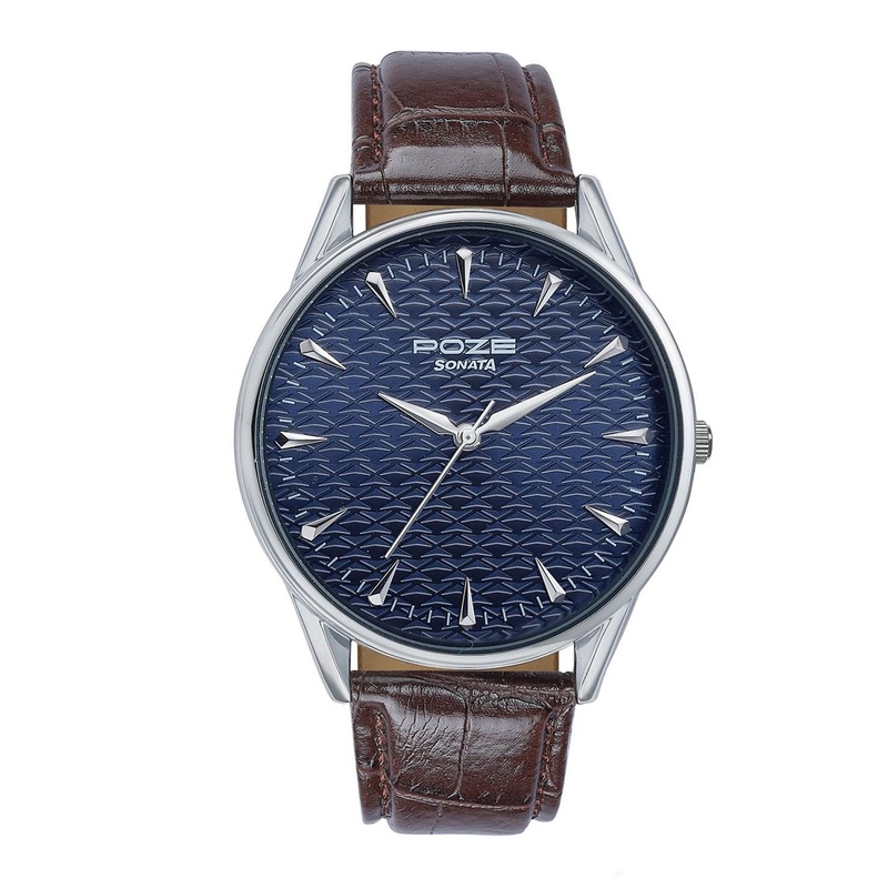 Sonata Men Printed Dial & Leather Straps Analogue Watch SP70047SL01W