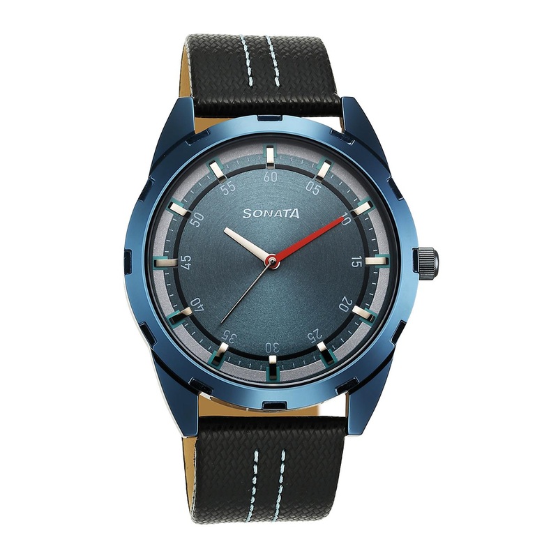 Sonata Men Printed Dial & Leather Straps Watch 7149QL02