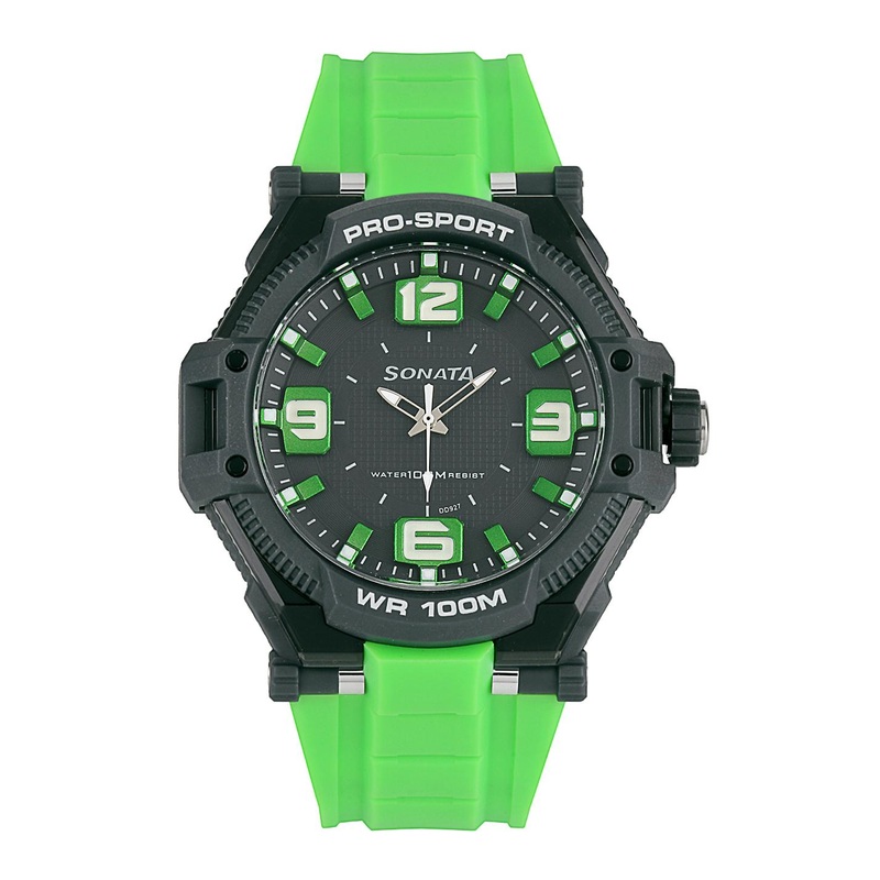 Sonata Ocean Series Men Pine Colorued Dial Watch 77029PP02J