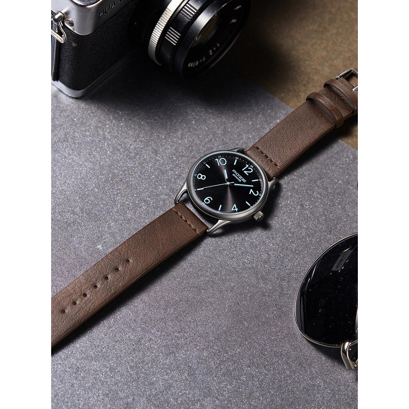 Sonata Poze Men Printed Dial & Leather Straps Analogue Watch SP70014QL01W