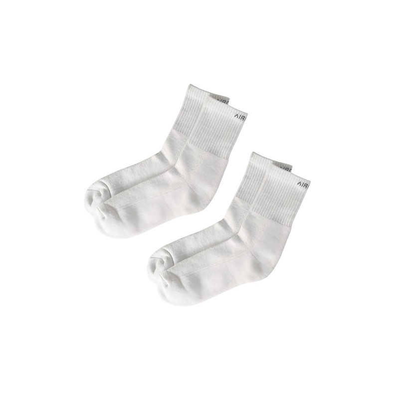 AIR GARB Pack of 2 White Color Crew Length Pure Cotton Breathable Socks
