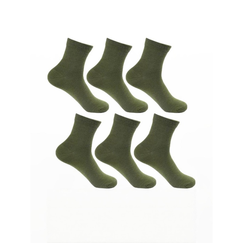 Akeeta Unisex Army Green Pack Of 2 Cotton Solid Ankle-Length Socks