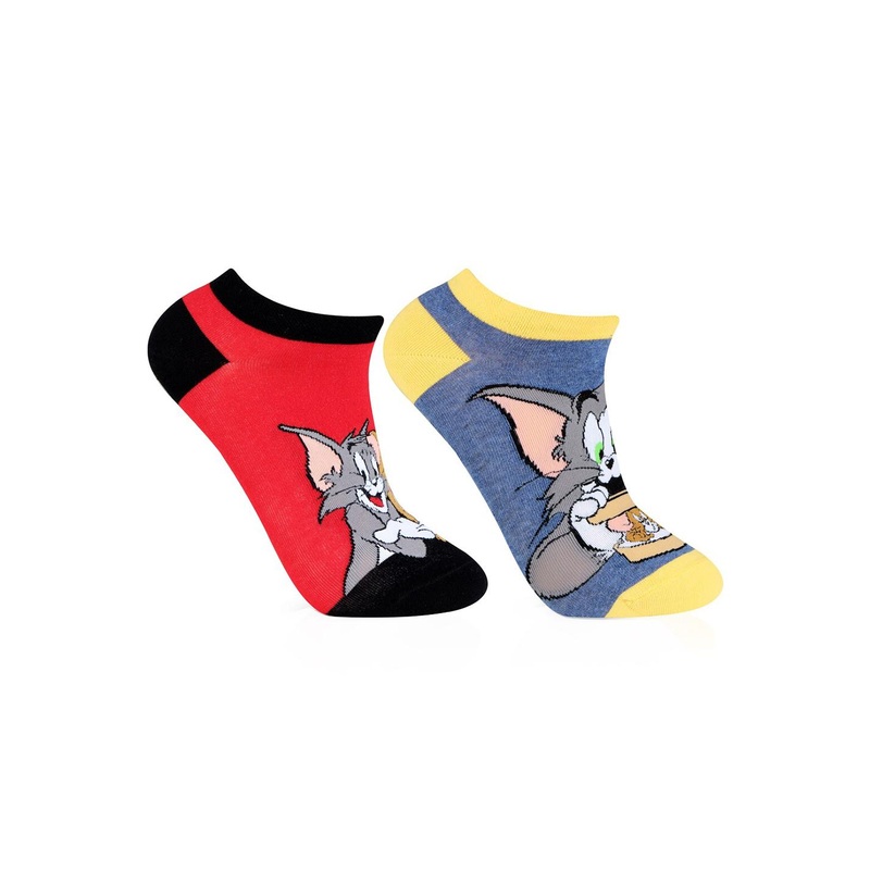 Bonjour Unisex Pack of 2 Tom and Jerry Printed Assorted Cotton Socks