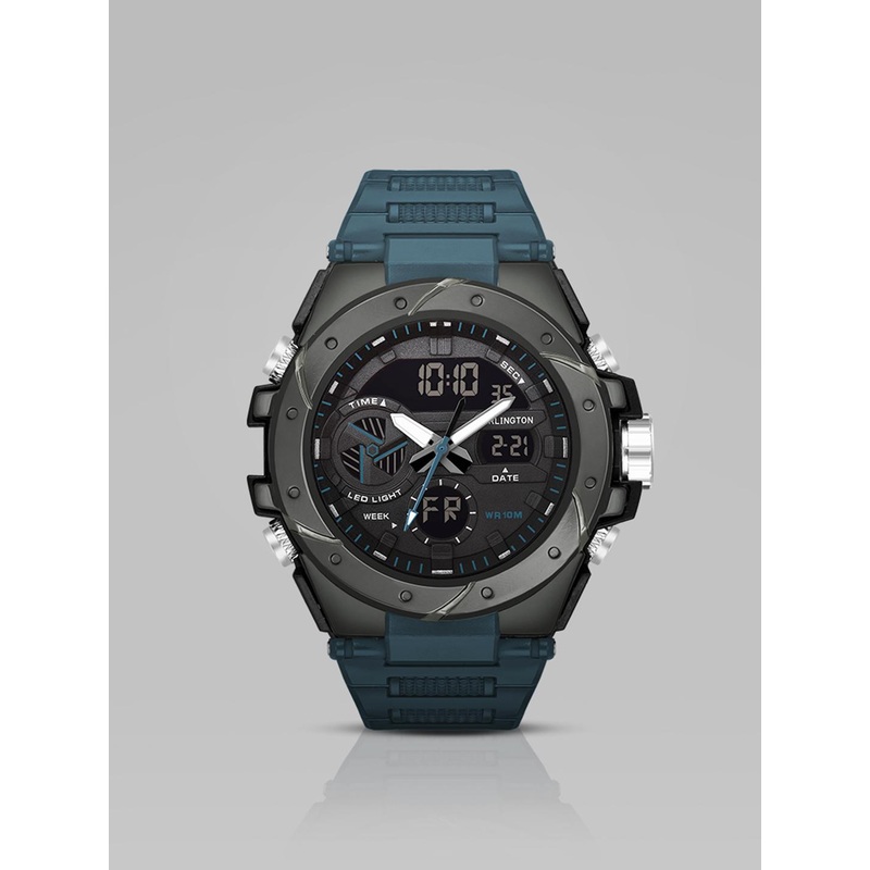 CARLINGTON Men Skeleton Dial Analogue and Digital Multi Function Watch Endurance 9140 Teal