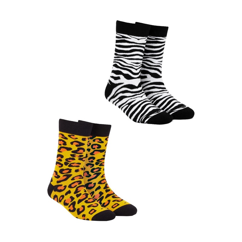 Dynamocks Unisex Pack Of 2 Patterned Calf-Length Animal Printed Socks