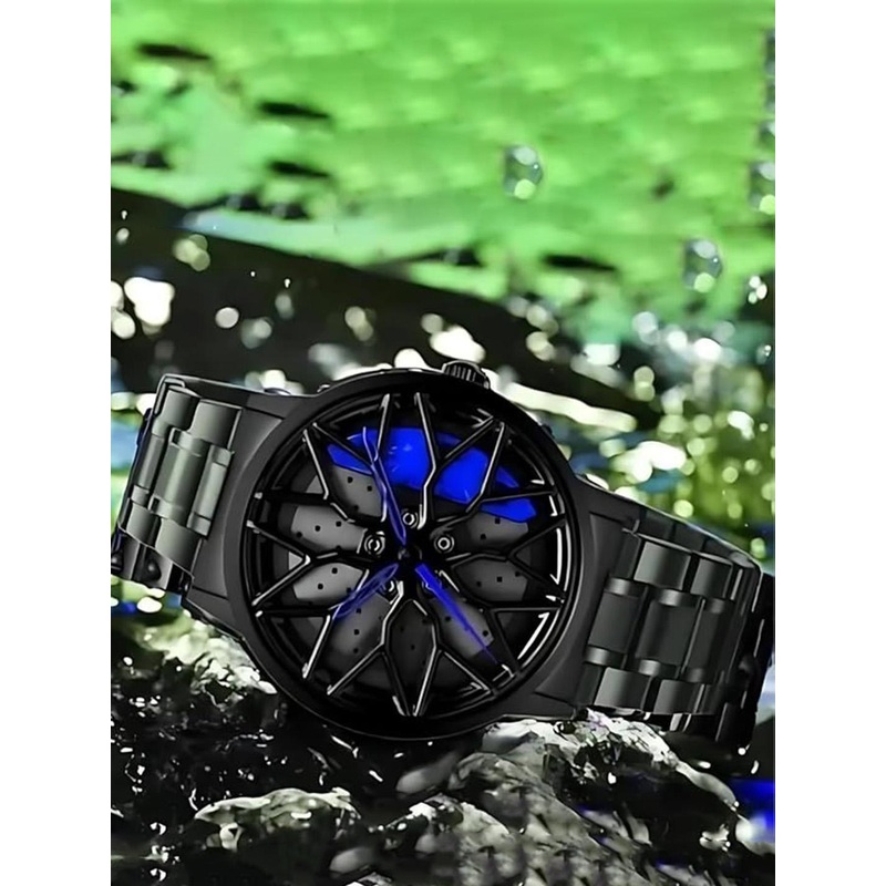 HDFCREATION Men Bracelet Style Straps Analogue Watch Spinner_1_Flower__Blue