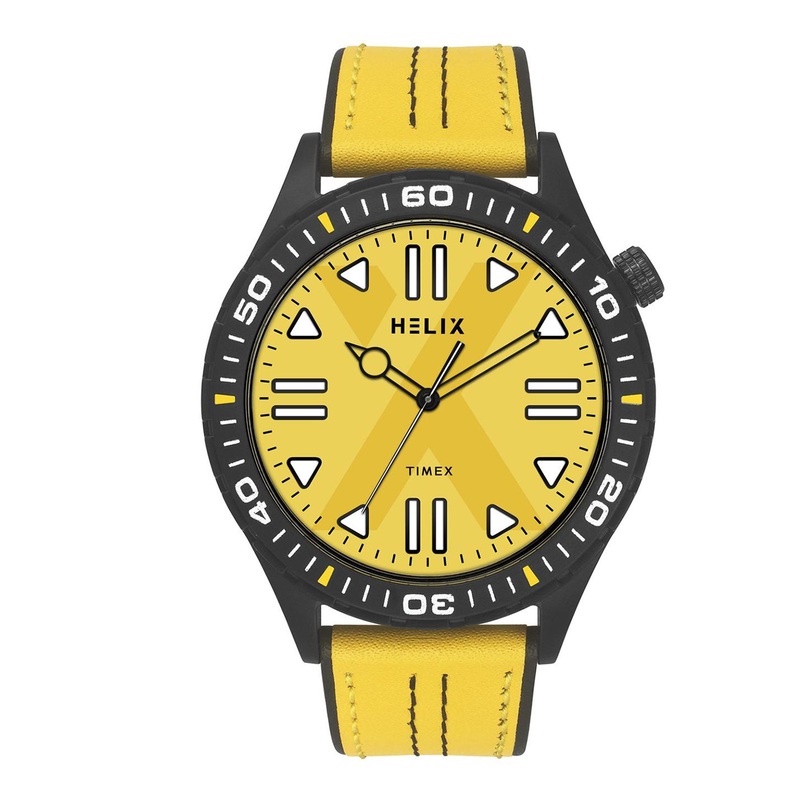 Helix By Timex Men Yellow Round Dial Analog Watch – TW052HG05