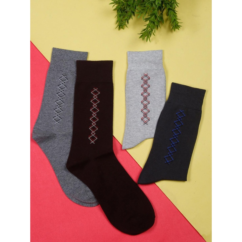 LOUIS STITCH Men Pack Of 4 Assorted Calf-Length Antimicrobial Socks