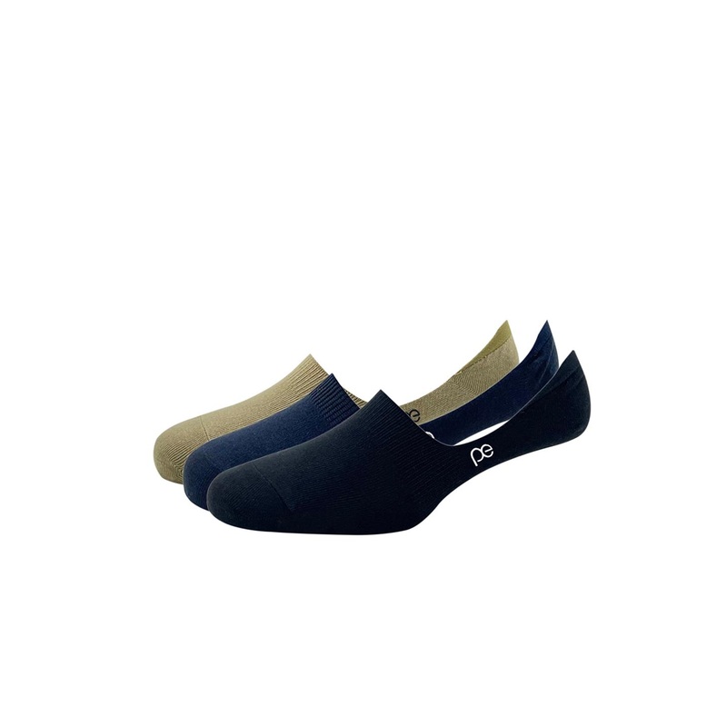 Peter England Men Pack of 3 Beige & Navy Blue Cotton Shoe Liners Socks