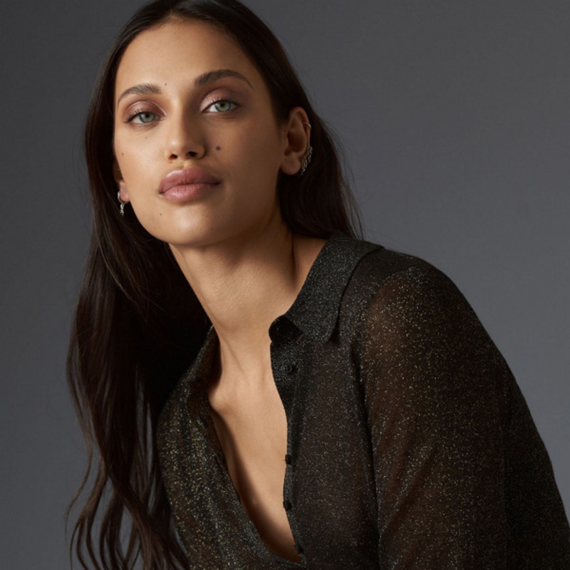 Sheer Woven Collar Sweater