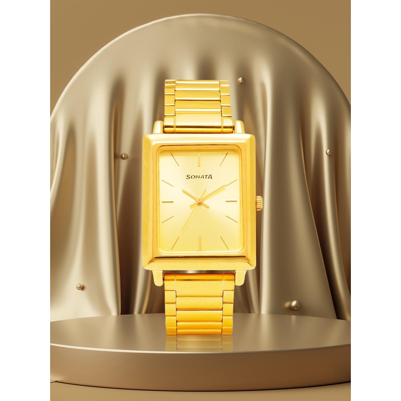 Sonata Men Gold-Toned Analogue Watch NK7078YM02