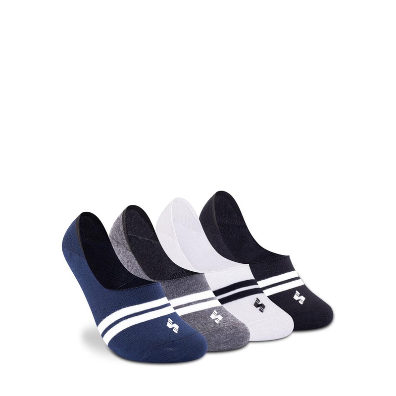 Supersox Unisex Pack of 4 Patterned Cotton Moisture Absorbent Anti Slip Shoe Liners Socks