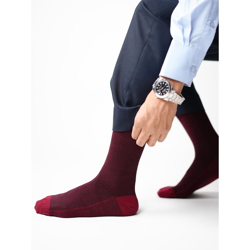 Theater Men Maroon Mercerized Cotton Formal Socks