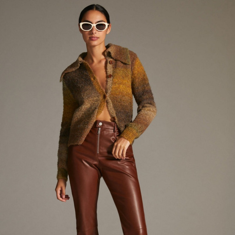 Vegan Leather Kick-Flare Pants