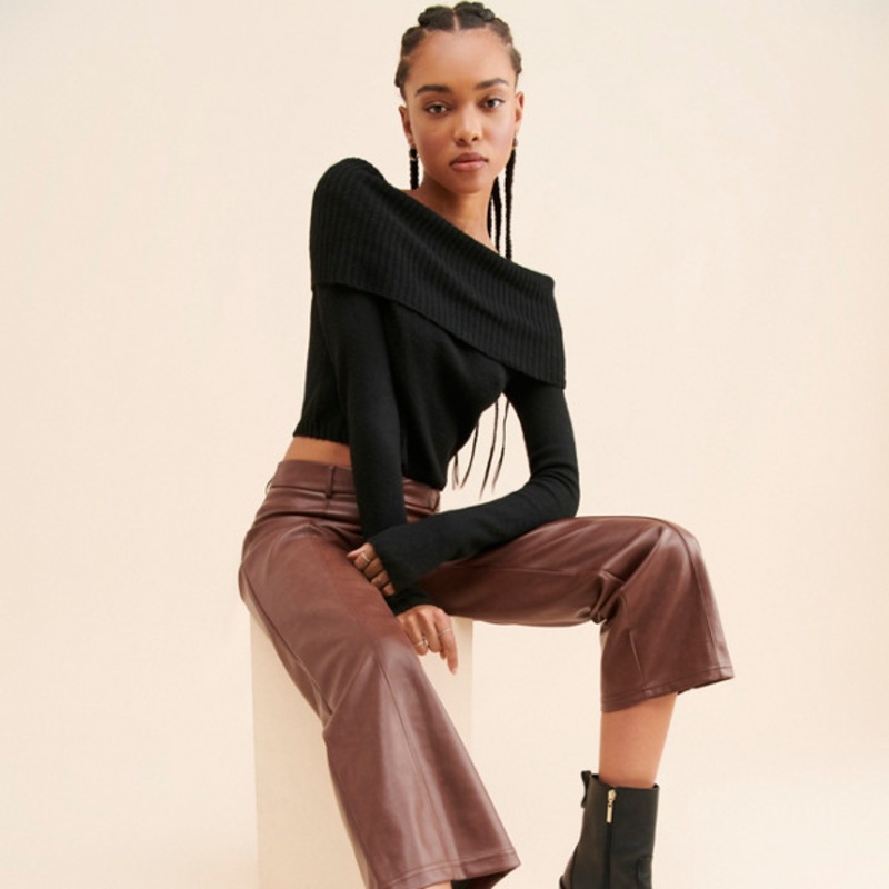 Vegan Leather Wide Leg Crop Pants