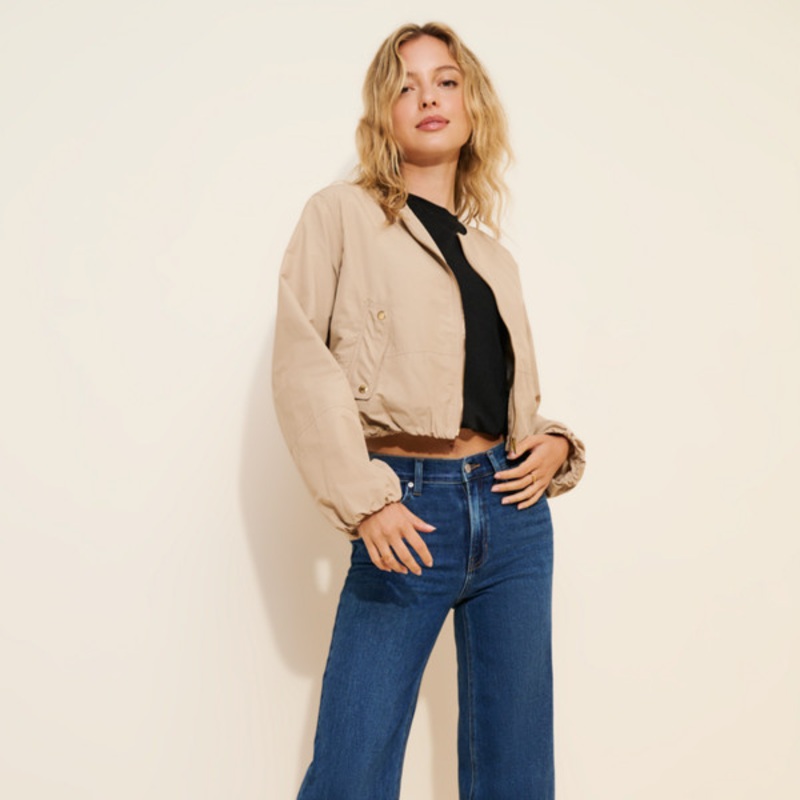 Cuffed Slim Wide-Leg Jeans