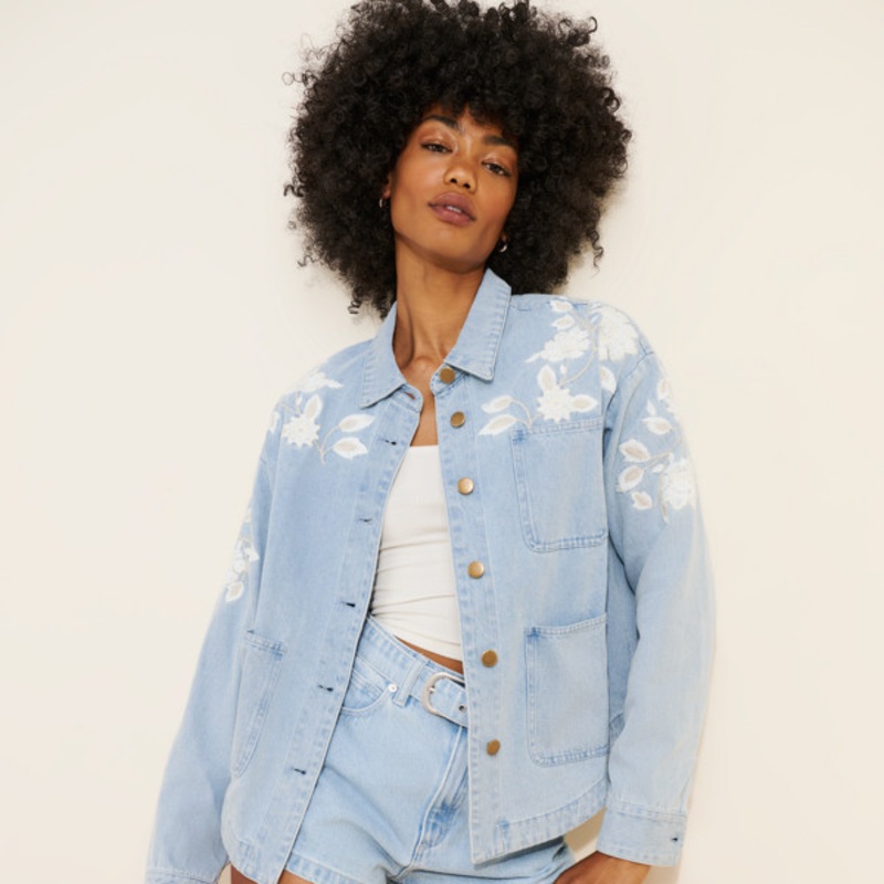 Embroidered Denim Shirt Jacket