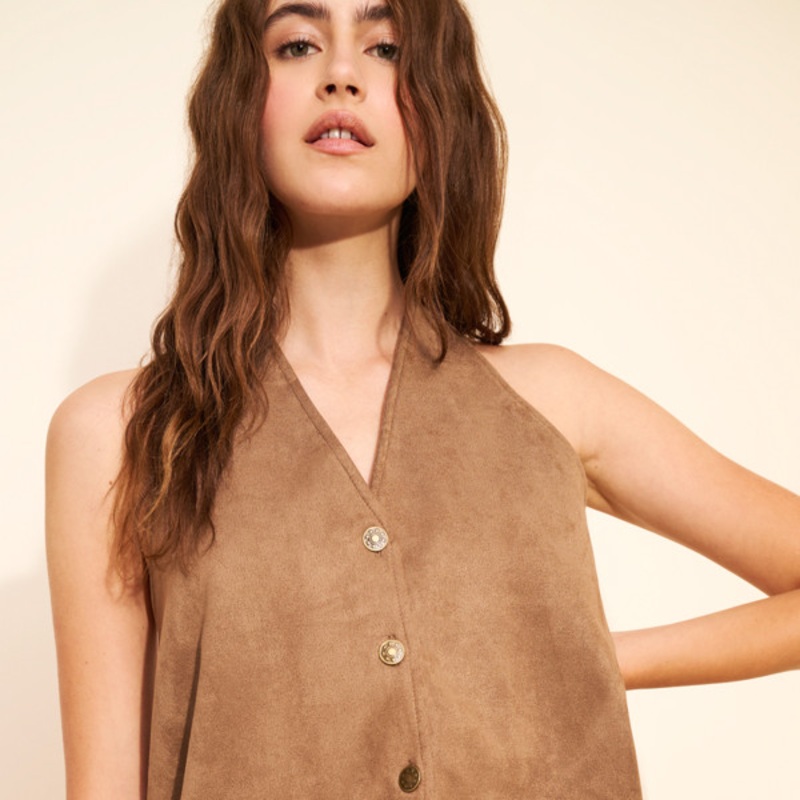 Hills Halter Vegan Suede Top