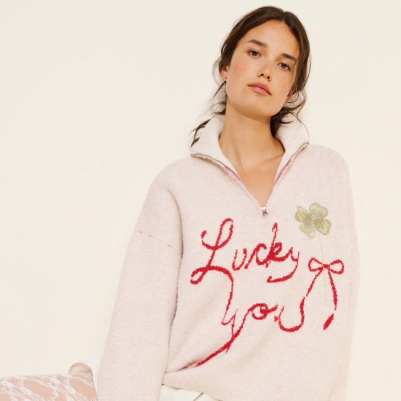 Lucky You Half Zip Sweater