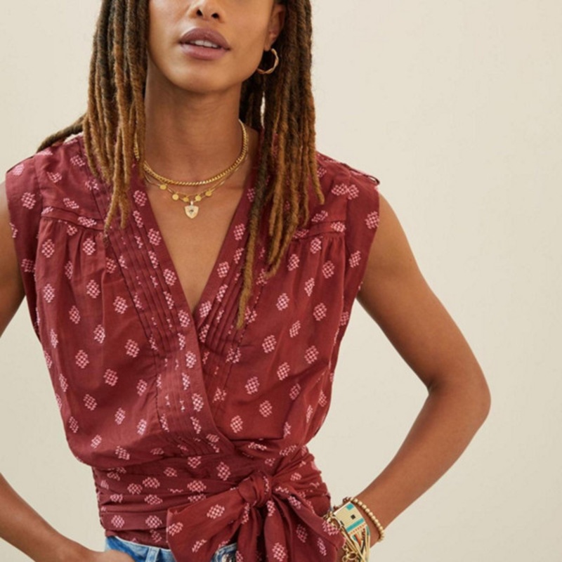 Tie-Waist Surplice Blouse