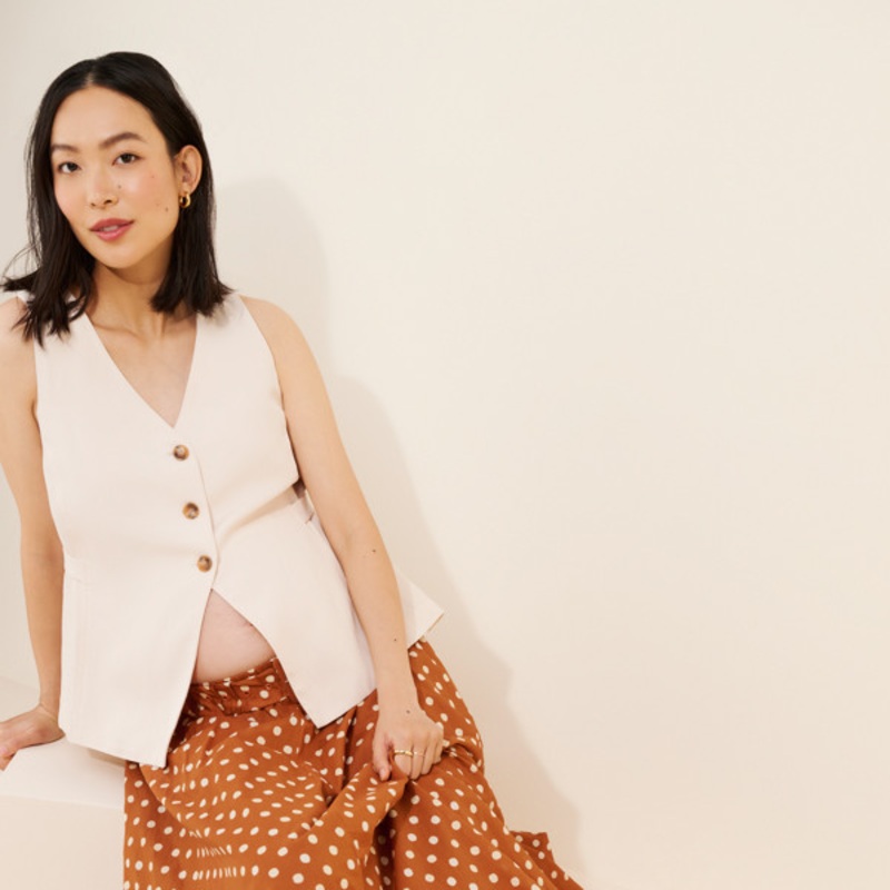 Maternity Polka Dot Belted Maxi Skirt