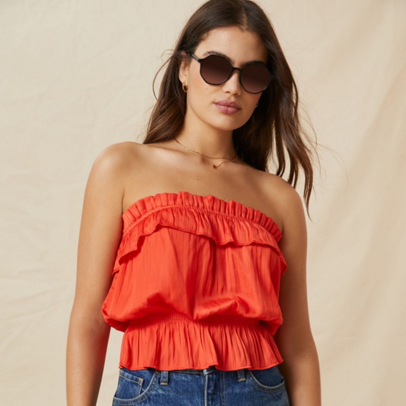 Silky Ruched Tube Top