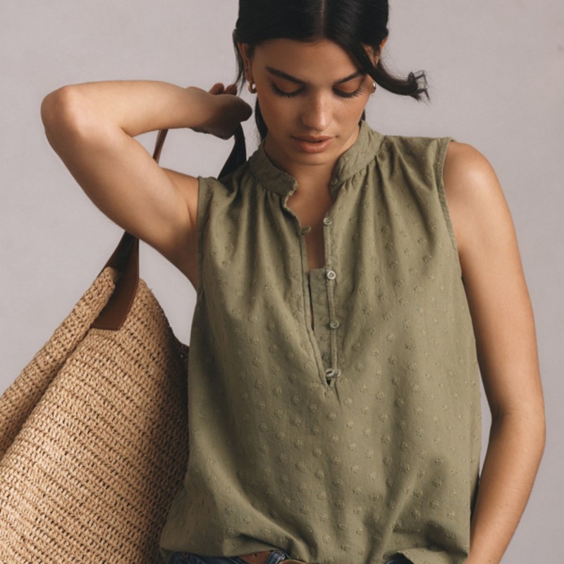 Textured Henley Tank