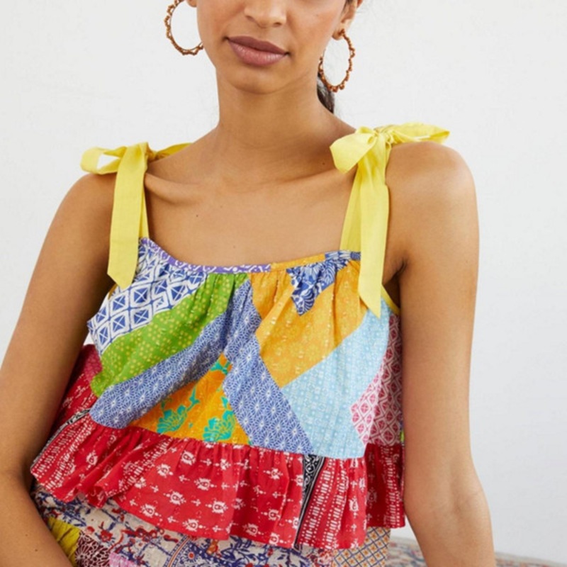 Let Me Be Ruffled Patchwork Tank