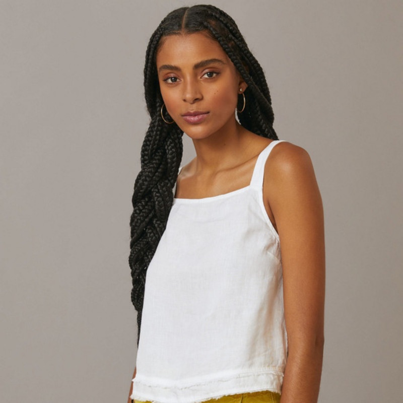 Linen Frayed-Hem Tank