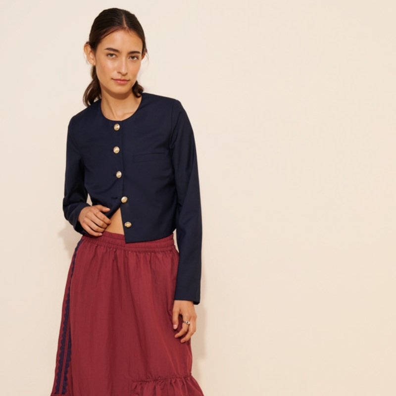 Track Angel Tiered Ruffle Nylon Maxi Skirt