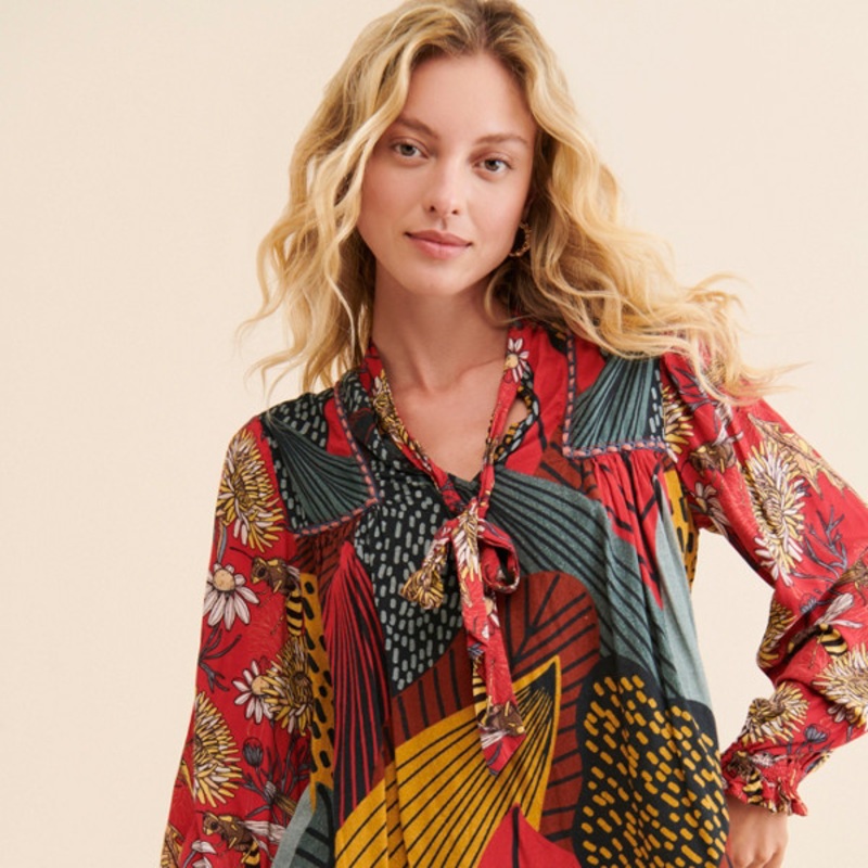 Analia Tie-Neck Blouse