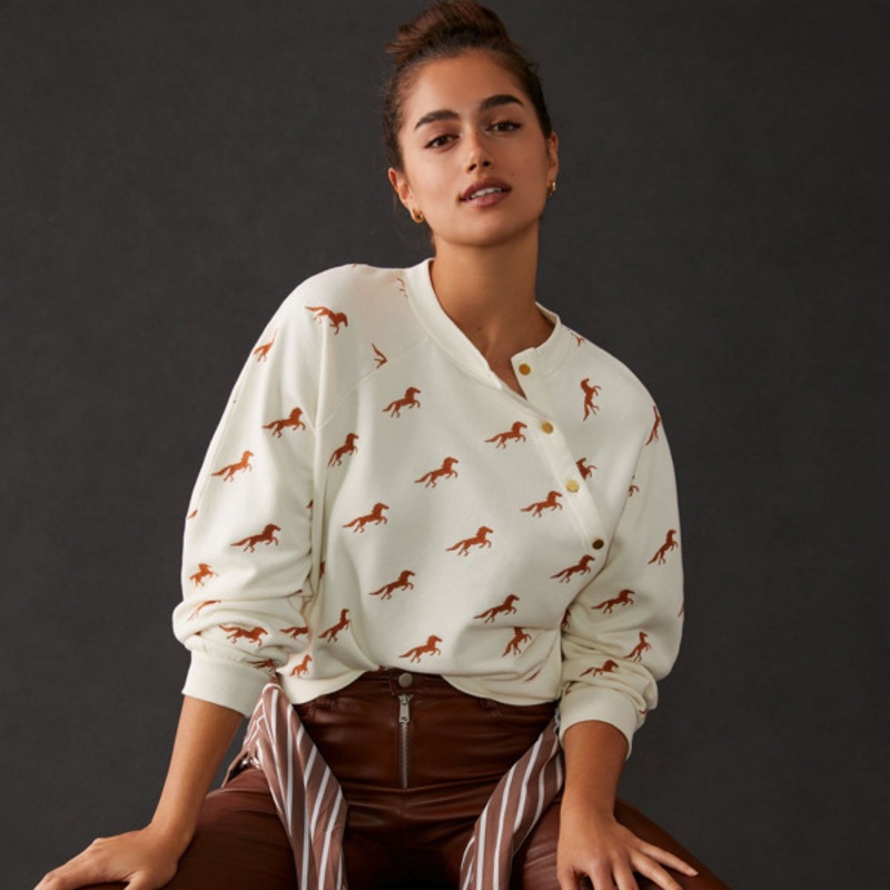 Button-Front Sweatshirt