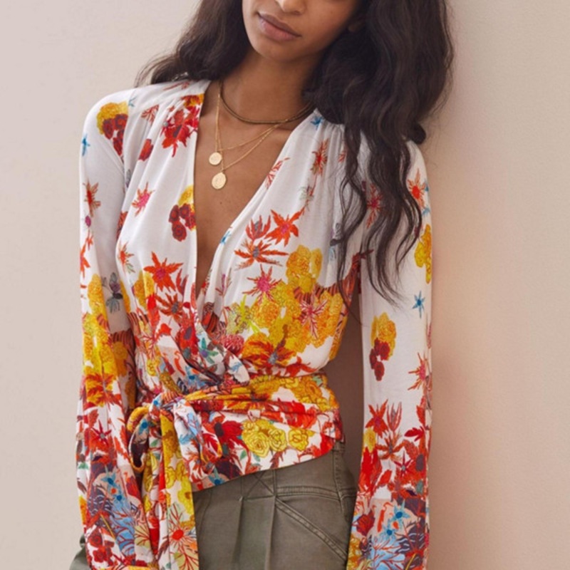 Floral Wrap Blouse