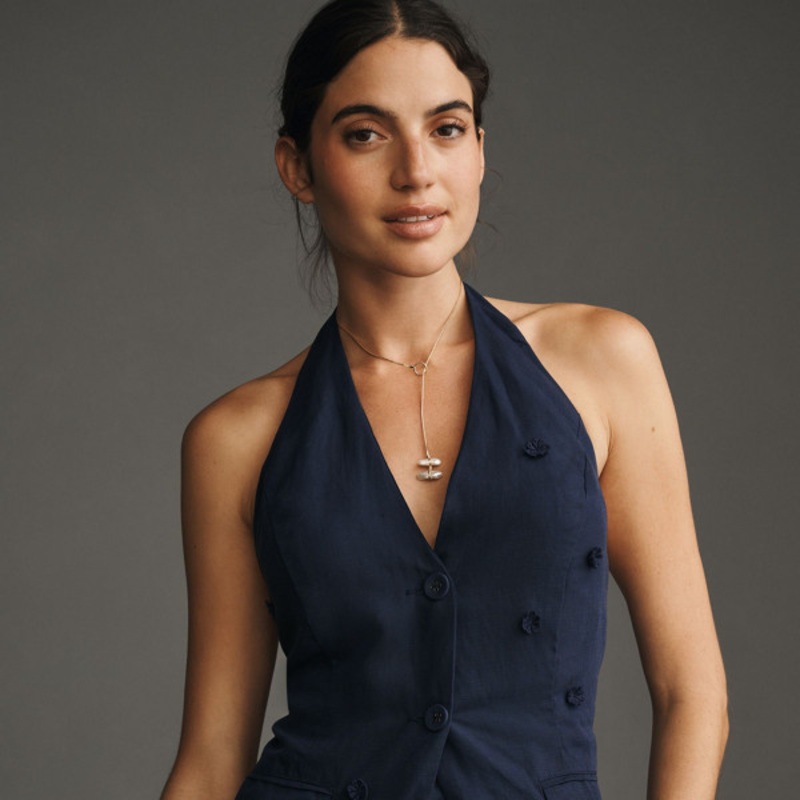 Linen Blend Halter Vest