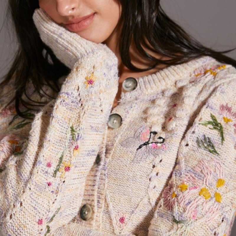 Floral Puff Sleeve Cardigan