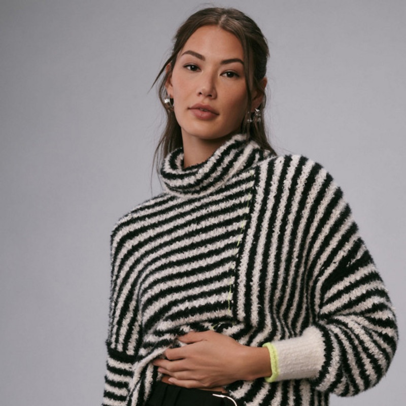 Illusion Stripe Turtleneck Sweater