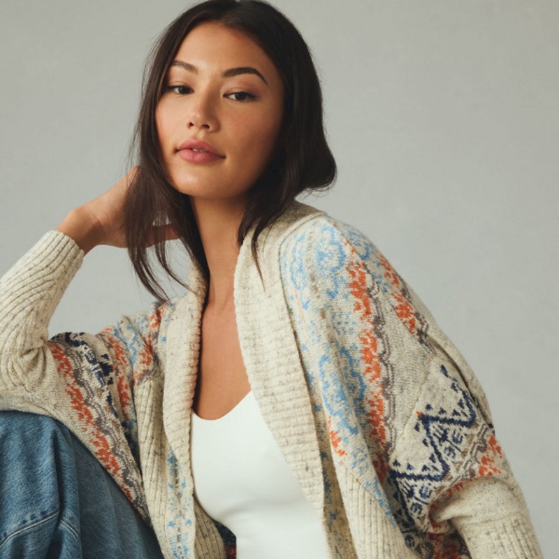 Jacquard Cocoon Cardigan Sweater