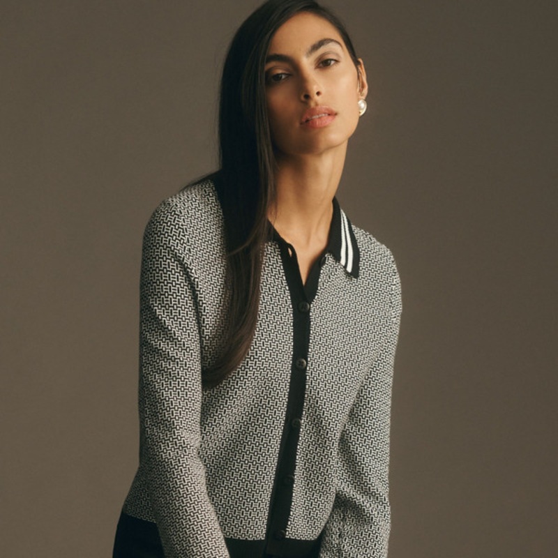 Plunging Polo Cardigan