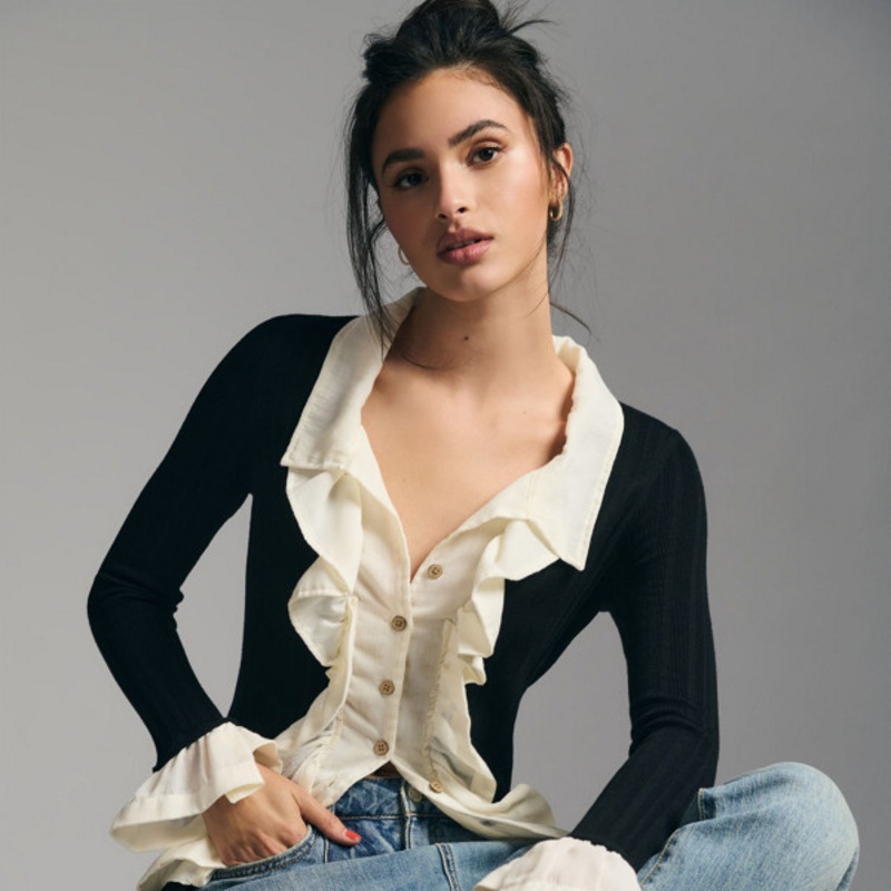 Ruffle-Front Cardigan