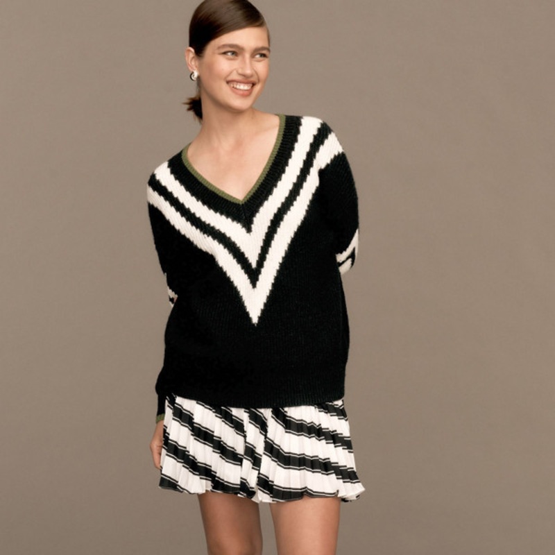 Slouchy Plunging V-Neck Pullover Sweater